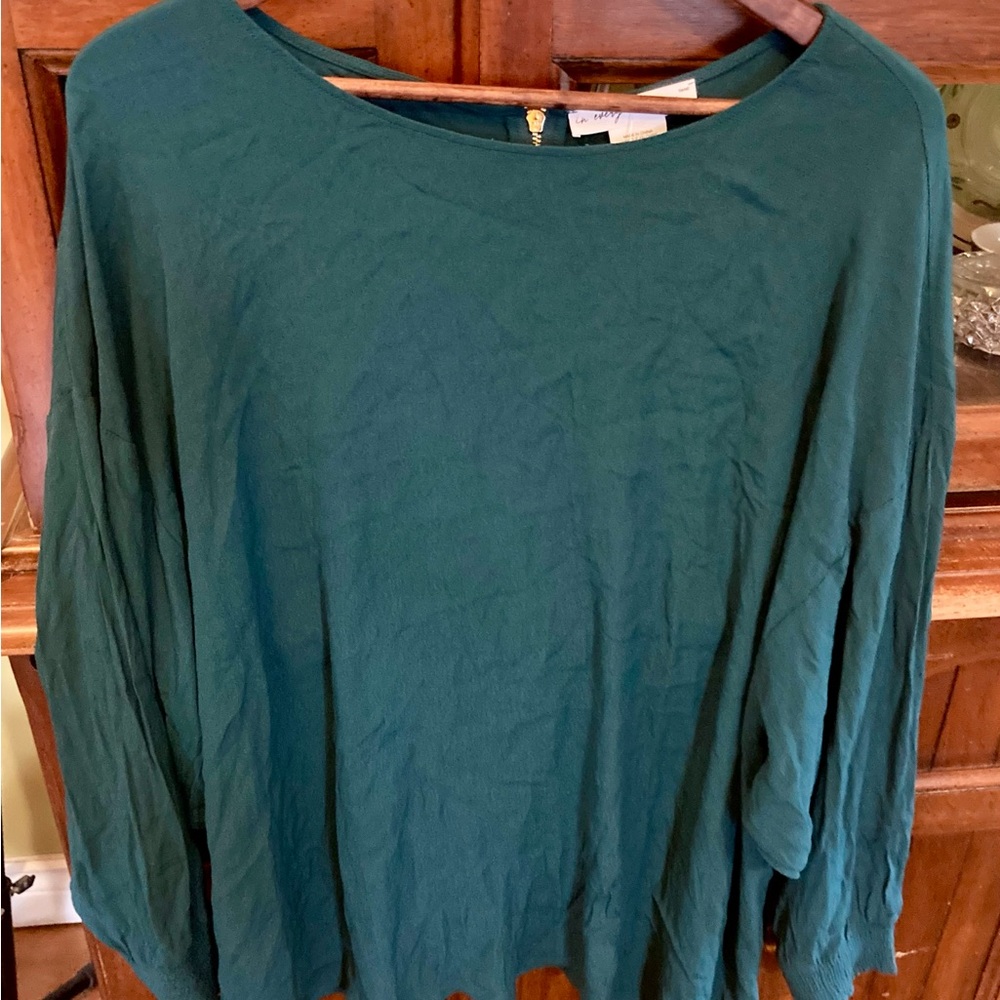 Women’s Forest Green Long Sleeve Boatneck Top Size 3x